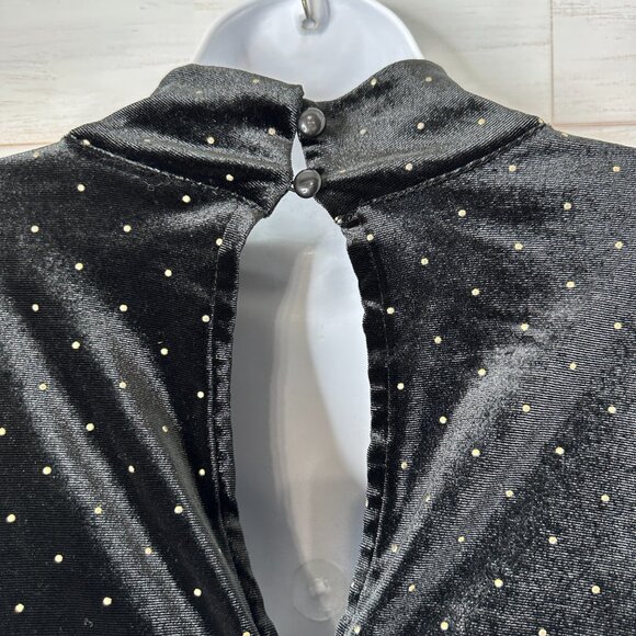NWT Lane Bryant Womens Gold Stud Mock Neck Velvet Mini Dress in Black Size 18/20 - Picture 5 of 12